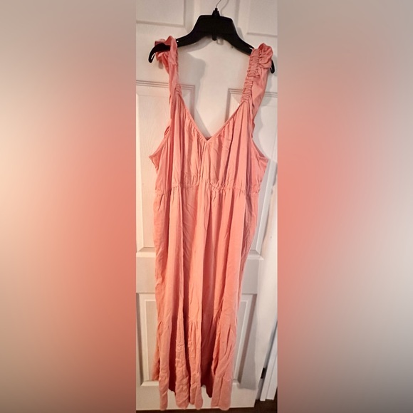NWT Torrid Maxi Rayon Slub Ruffle Strap Tiered Dress in Peach Blossom Size 3X - Picture 9 of 12